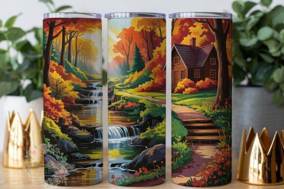 Autumn Forest Cabin Waterfall Embroidery Design Review