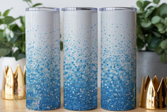 Blue Glitter Ombre Tumbler Wrap PNG Review
