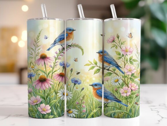 Bluebird Spring Flowers Meadow Tumbler Review
