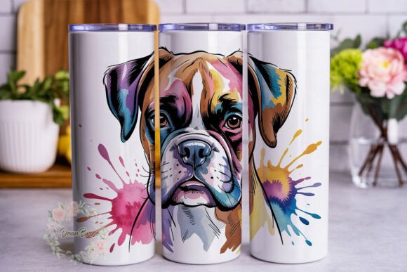 Colorful Watercolor Boxer Tumbler Design Review