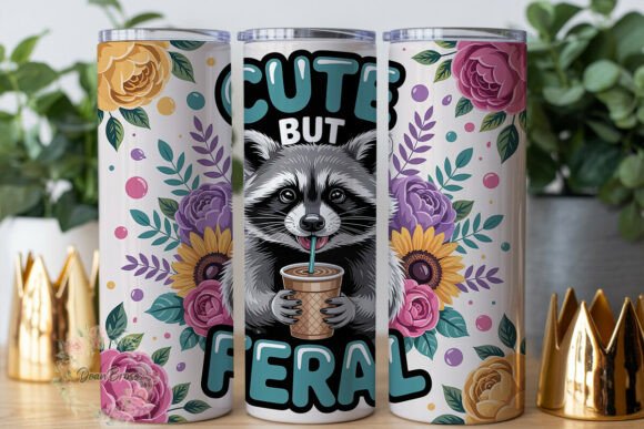Cute but Feral Raccoon Tumbler Wrap