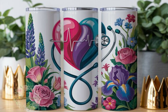 Floral Heart Stethoscope Tumbler Wrap Design Review