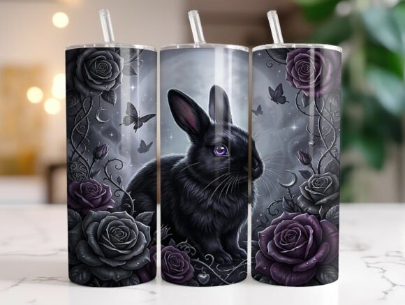Gothic Black Bunny Tumbler Wrap PNG Review