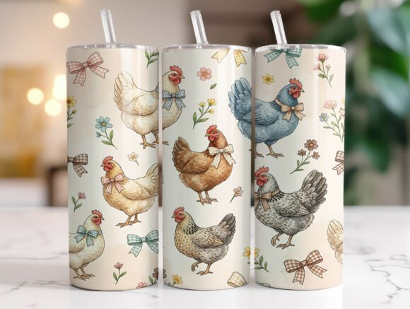 Hen Floral Bow Tumbler Wrap Design Review
