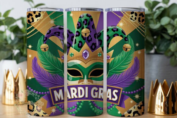 Mardi Gras Festive Mask Tumbler Wrap Design Review