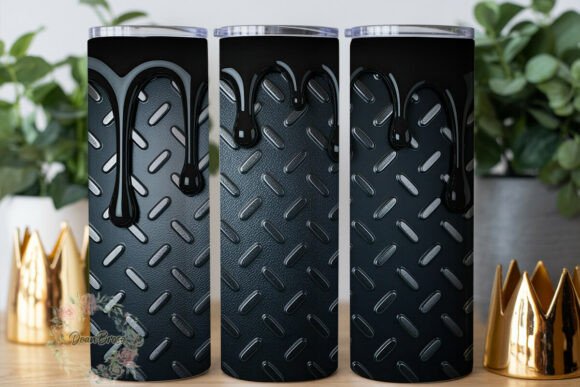 Rugged Diamond Plate Black Drip Tumbler