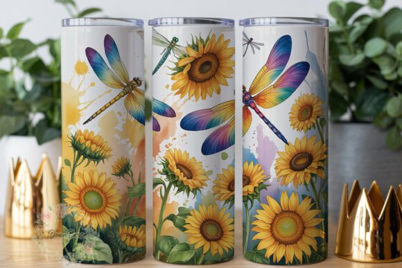 Sunflower Dragonfly Tumbler Wrap Design Review