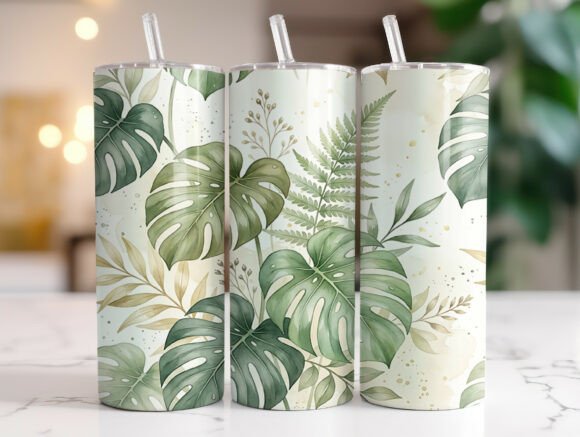 Tropical Monstera Leaf 20oz Tumbler Wrap
