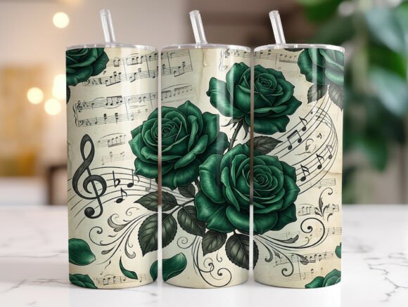 Vintage Music Sheet Rose Tumbler Wrap Design Review