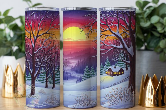Winter Cabin Sunset Tumbler Wrap Review